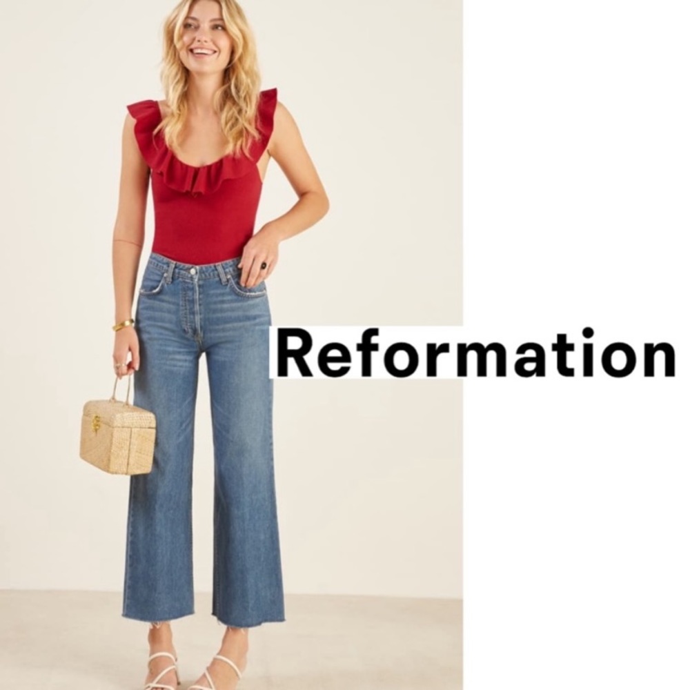 Reformation Roxanna Ruffle Neck Tank
